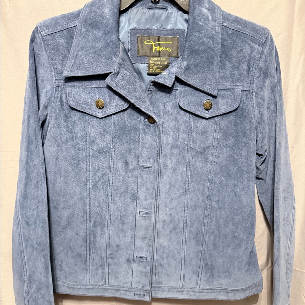 Stylish Blue Suede Leather Jacket